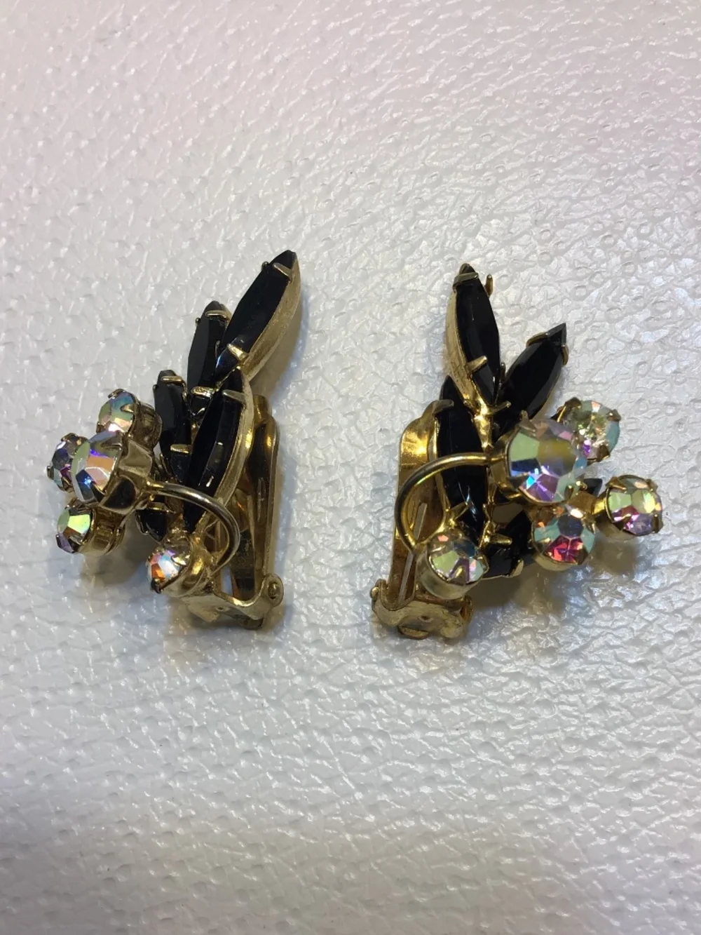 Juliana D&E Black Glass AB Crystals JULIANA Cluster Clip-on Earrings